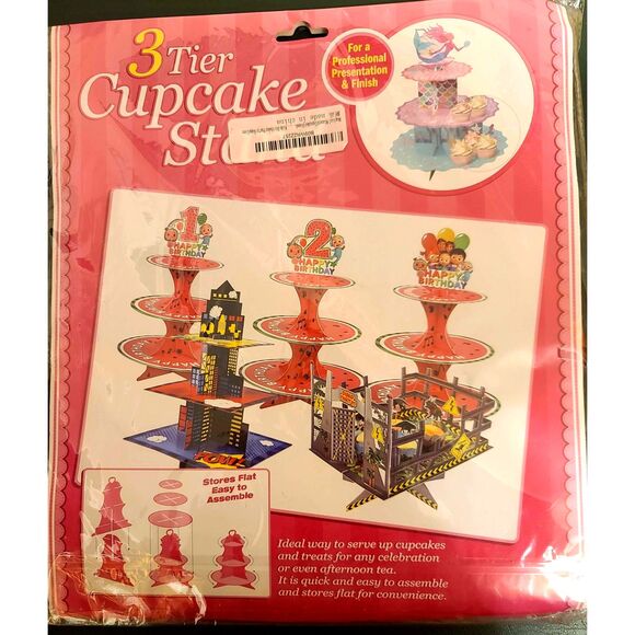 Magical Wizard Theme 3-Tier Cupcake Stand Tower Holder Paper Cardboard - Picture 1 of 4